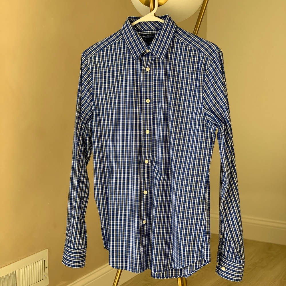 Gap Button Down Plaid Shirt, Blue - image 1